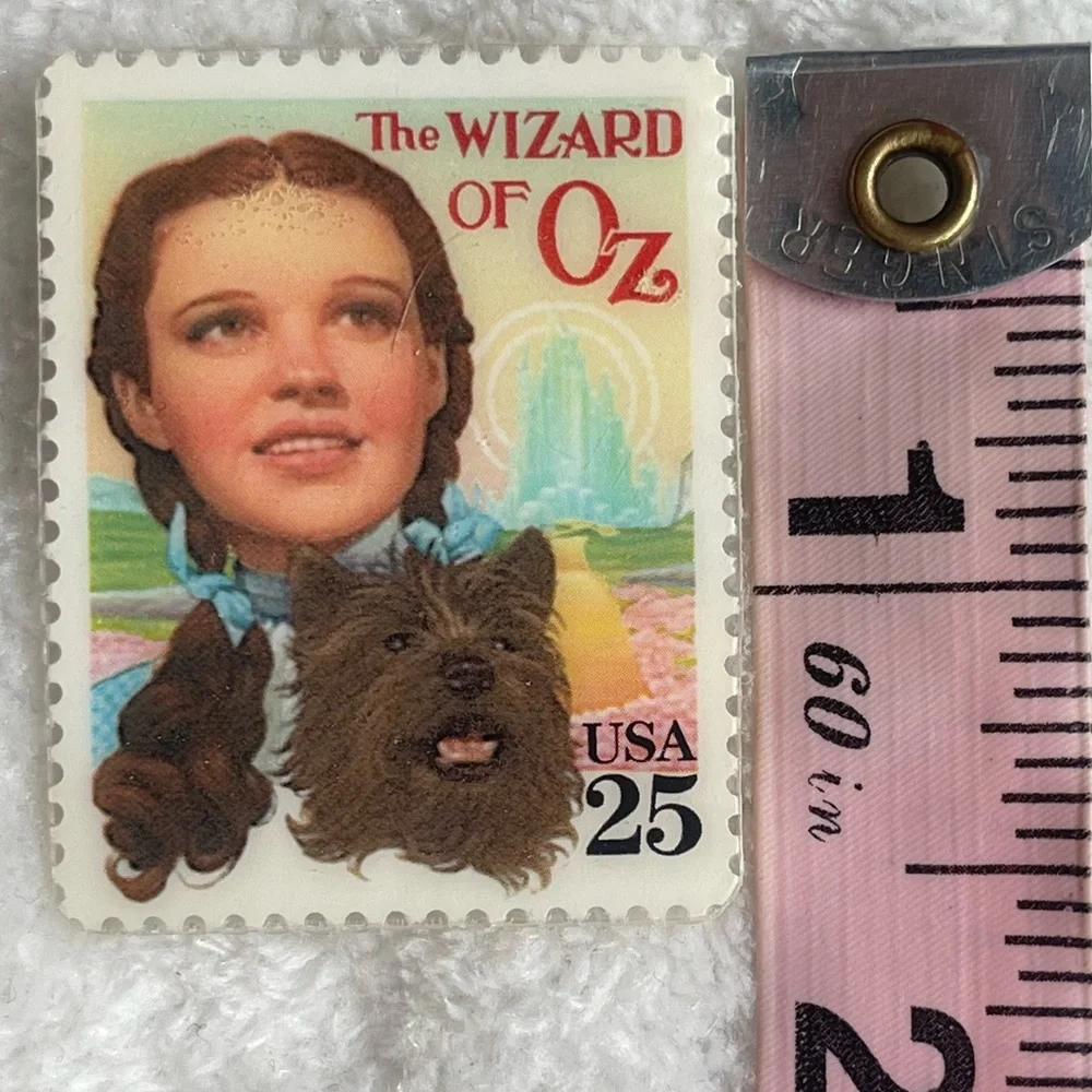 COPY Pin | Vintage Wizard of Oz Postage Stamp | Dorothy, Toto, Yellow Brick Road